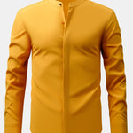 Non-Iron Hidden Placket Stand Collar Dress Shirt