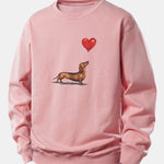 Heart-shaped Balloon Dachshund Print Relax Fit Sweatshirt