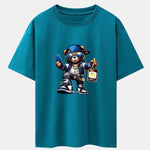 Hip Hop Bear Print Drop Shoulder Oversize T-Shirt