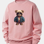 Bear In Leather Jacket Print Relax Fit Sweatshirt