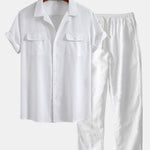 Linen Cuban Shirt With Pockets & Straight Leg Linen Pants