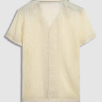 Men's hollow-out design Knit Casual  Button-Up Shirt