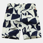 Color Block Print Zipper Pocket Shorts