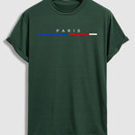 Men's "Paris" letter print casual round neck short sleeve T-shirt