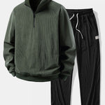 Quarter Zip Corduroy Raglan Sleeve Sweatshirt & Straight Leg Corduroy Pants
