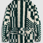 Men's irregular plaid fluffy artificial fur casual shirt jacket