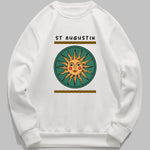 Men's ethnic style sun pattern print crew neck sweatshirt