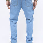 Butterfly embroidered straight-leg jeans