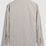 Men's pleated textured striped button casual long-sleeved shirt