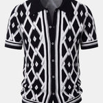 Retro Rhombus Geometric Knit Shirt