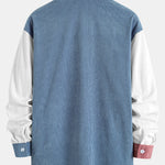 Relax Fit Color Block Corduroy Button Up Shirt