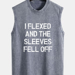 Slogan Print Washed Distressed Tank Top