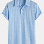 Knitted Geometric Rhombus Jacquard Polo & Straight Leg Ribbed Pants