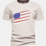 Regular Fit Fighter Jets American Flag Print Cotton T-Shirt