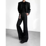 Slim Draped Straight Slight Flare Suit Pants