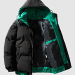 MEN'S  Spliced Fluffy Hooded Quilted Padded Jacket