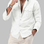 Men's Cargo Pocket Lapel Casual Loose Long Sleeve Shirt