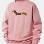 Dachshund With Swimming Ring Print Relax Fit Sweatshirt