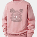 Polka Dot Bear Print Relax Fit Sweatshirt