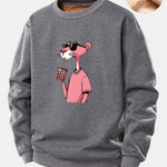 Pink Panther Print Teddy Fleece Lined Sweatshirt