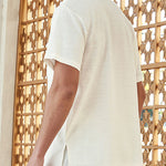 Men's Solid Color Textured Button-Down Short Sleeve Shirt