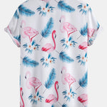 Flamingo Leaf Print Button Up Shirt