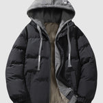 Men's stylish contrasting hooded warm cotton jacket