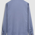 Men's solid color textured striped stand collar long sleeve shirt
