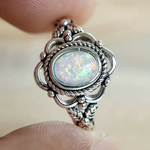 Vintage Silver & Opal Floral Ring