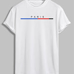 Men's "Paris" letter print casual round neck short sleeve T-shirt