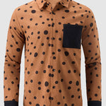 Men's corduroy retro casual polka dot print long sleeve shirt