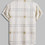 Men's retro textured plaid pocket short-sleeved shirt