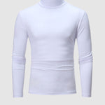 Men's Turtleneck Solid Color Lightweight Skin-Friendly Basic Pullover T-Shirt
