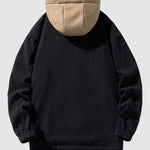 Men's Corduroy Fleece-lined Fake Two-Pocket Hooded Jacket
