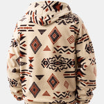 Relax Fit Tribal Geometry Teddy Hoodie & Shorts
