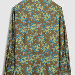 Men's Corduroy Print Floral Button Long Sleeve Shirt