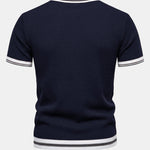 Textured Contrast Crew Neck Knit T-Shirt