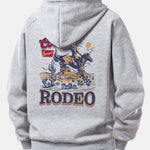 Western Cowboy Print Drawstring Hoodie