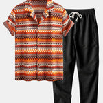 Geometric Cuban Shirt & Straight Leg Linen Pants