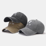 Skull Print Washed Distressed Baseball Cap