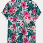 Tropical Flowers Print Button Up Shirt & Zip Pocket Swim Shorts