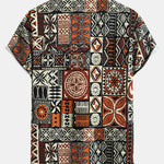 Ethnic Geometry Print Button Up Shirt