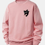 Black Cat Print Relax Fit Sweatshirt