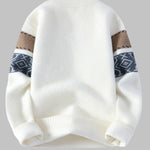 Men's Color-Block Letter Jacquard Loose Crew Neck Sweater
