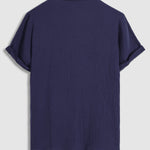 Men's solid color textured striped short-sleeved shirt