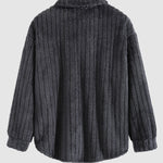 Men's Classic Plaid  Fluffy Faux Fur Single Pocket Button Lapel Jacket