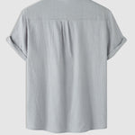 Men's Cotton Linen Textured Half Placket Short Sleeve Shirt