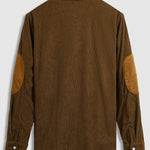 Men's Corduroy Contrast Button-Down Casual Long Sleeve Shirt
