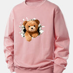 Bear Breaking Through The Wall Print Relax Fit Sweatshirt