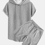 Checkerboard Jacquard  Arc Hem Hooded T-Shirt & Checkerboard Jacquard Shorts
